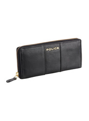 Police Aura Ranchero Leather Flap Wallet for Women, Black