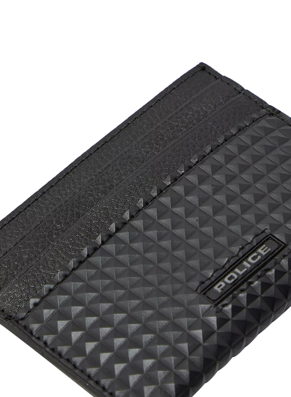 Police Pyramid Leather Smart Wallet for Men, Black