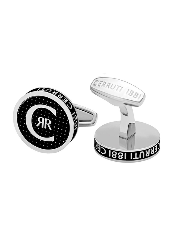 Cerruti 1881 Men's Cufflinks, Stainless Steel, with Carbon Fibre, C CRJ C060001, Silver