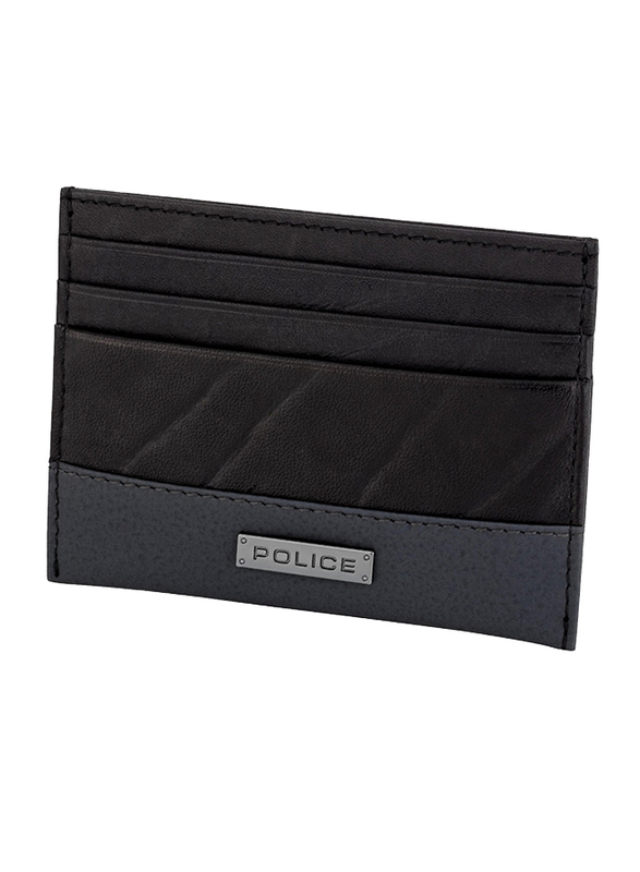 Police Tolerance Leather Card Case for Men, Black