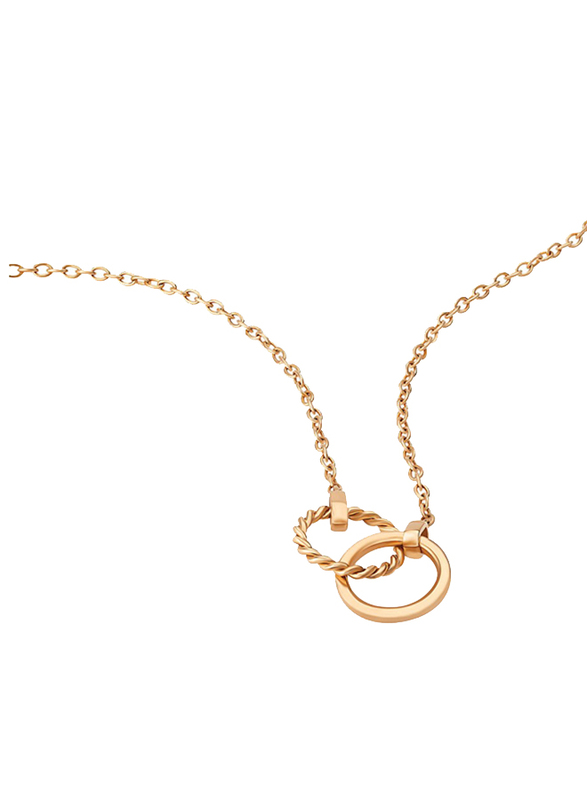Police Rubic Stainless Steel Charm Necklace for Women, Rose Gold