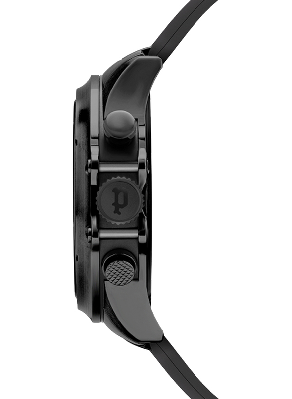 Police Luang Analog Watch for Men with Silicone Band, Water Resistant with Chronograph, P 16018JSB-02P, Black
