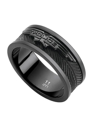 Police Onset IP Gun Black Silicon Fashion Ring for Men, Black, US 10