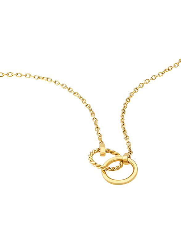 Police Rubic Stainless Steel Charm Necklace for Women, Gold