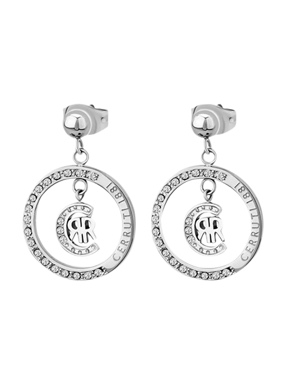Cerruti 1881 Mens Cufflinks, Stainless Steel, with Dangling RR Logo, Silver