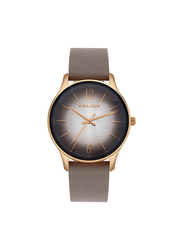 Police Makati Analog Leather Watch for Women, Water Resistant, Brown-Grey, P 15574MSR-79