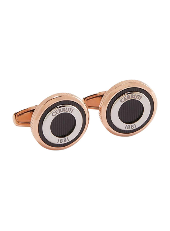 Cerruti 1881 Men's Cufflinks, Stainless Steel, with Brass Plate, Rose Gold/Black