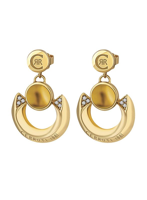 Cerruti 1881 Gold Plated Drop & Dangle Earrings for Women with Beads Stone, Gold