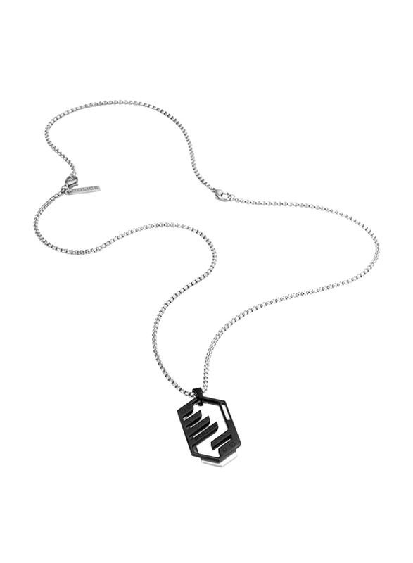 Police Newtown Stainless Steel Pendant Necklace for Men, Black