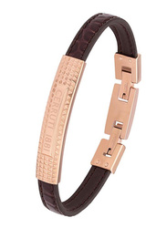 Cerruti 1881 Leather Ion Bracelet for Men, Rose Gold & Brown