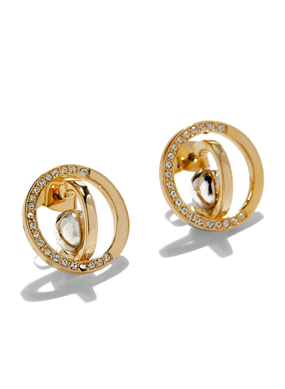 Cerruti 1881 Gold Plated Stainless Steel Stud Earrings for Women with Rhodium Beads, Gold