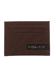 Police Droid Leather Card Case for Men, Brown