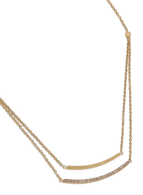 Cerruti 1881 Stainless Steel Multi-Strand/Chain Necklace with Swarovski Stone for Women, Gold