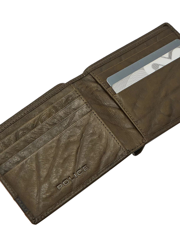 Police Droid Leather Bi-Fold Wallet for Men, Green