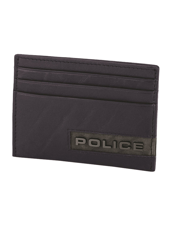 Police Droid Leather Card Case for Men, Blue