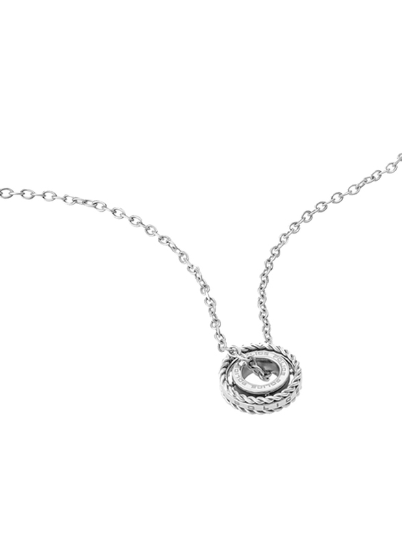 Police Trundle Stainless Steel Charm Necklace for Women, Silver