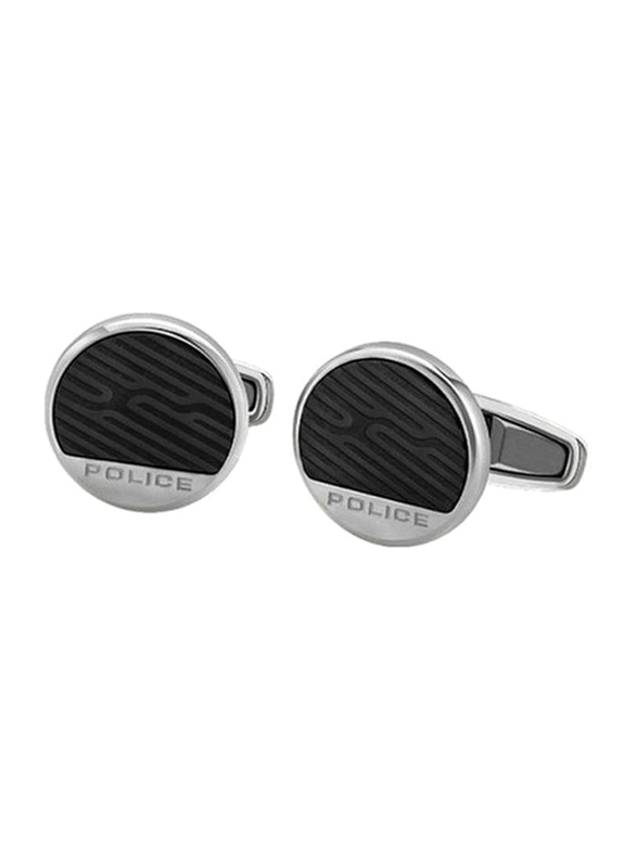 Police Ss20 Alesund Mens Cufflinks, Metal, Silver/Black