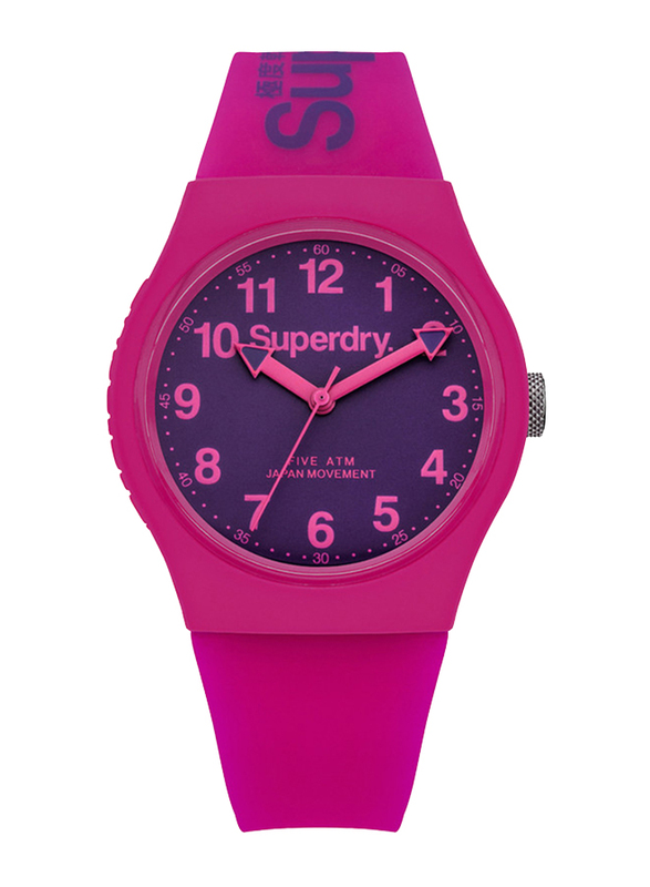 Superdry Urban Analog Unisex Watch with Silicone Strap, Water Resistant, T SDWSYG164, Pink-Purple