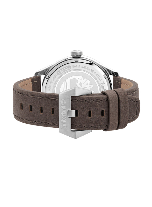 Timberland Saugus Quartz Analog Watch for Men with Leather Band, Water Resistant and Chronograph, T TBL15940JS-03, Light Brown-Blue