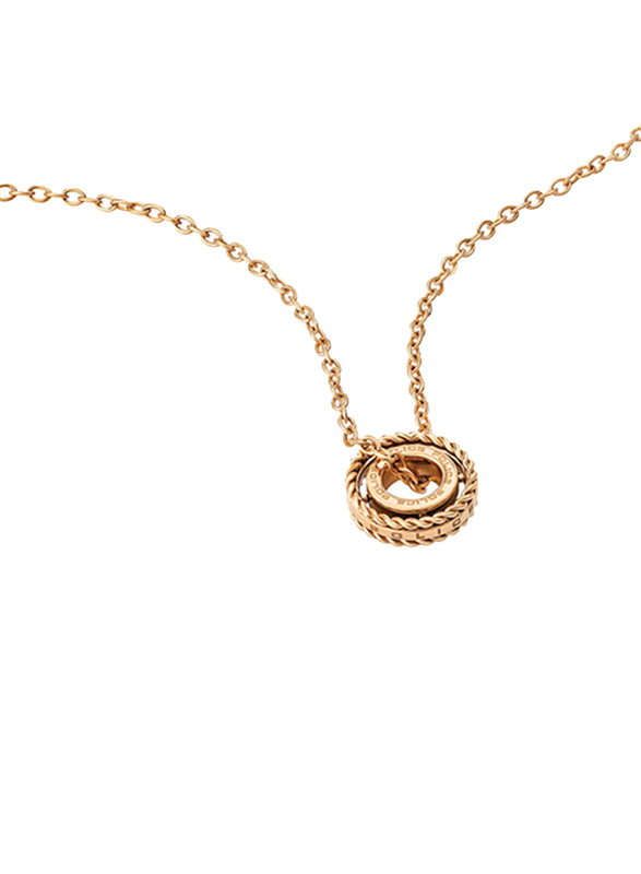 Police Trundle Stainless Steel Charm Necklace for Women, Rose Gold
