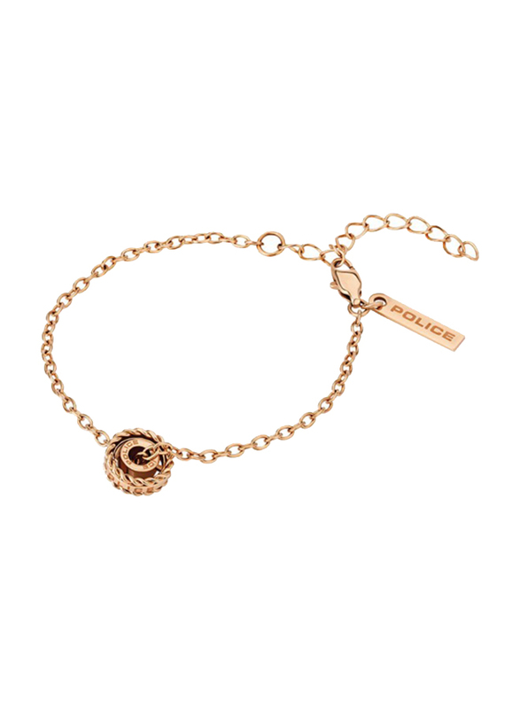 Police Trundle Stainless Steel Charm Necklace for Women, Rose Gold