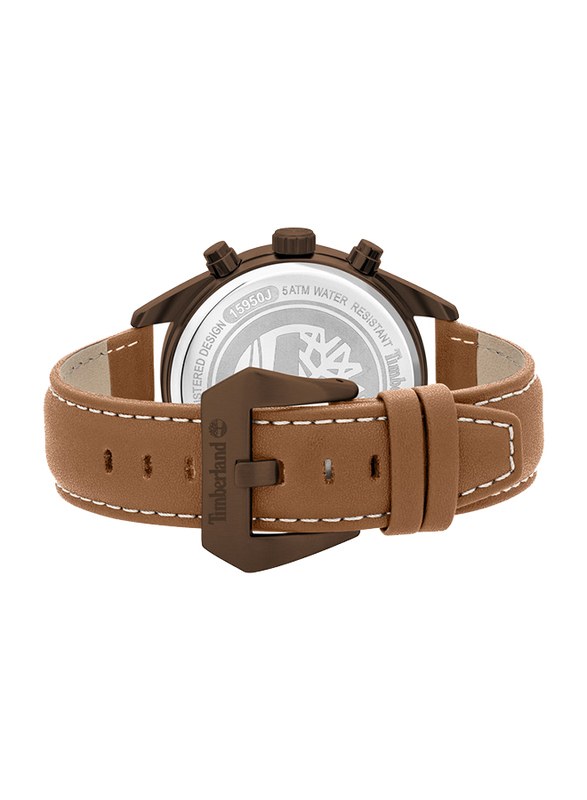 Timberland Thurlow Solar Watch for Men with Leather Band, Water Resistant and Chronograph, T TBL15950JYMK-02, Tan-Black