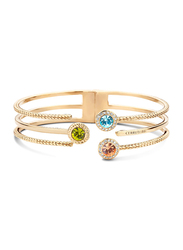 Cerruti 1881 Gold Plated Stainless Steel Bangle Bracelet for Women with Tri Color Diamond Stone, Gold