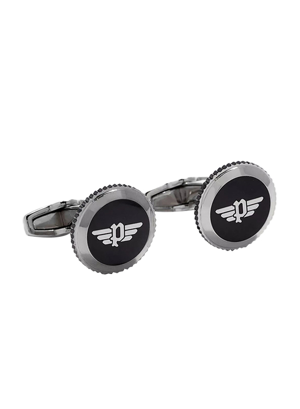 Police Ss20 Klevan Mens Cufflinks, Stainless Steel, Silver/Black