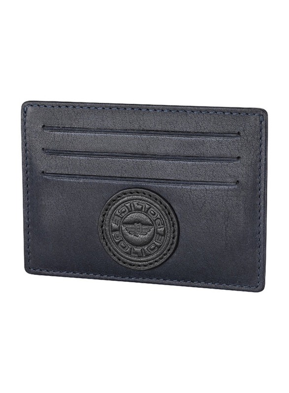 Police Carve Leather Card Holder for Men, PA40129WLBL, Blue