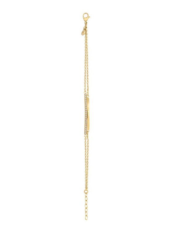 Cerruti 1881 Gold Plated Stainless Steel Chain Bracelet for Women with Swarovski Stone and Full Logo Detail, Gold