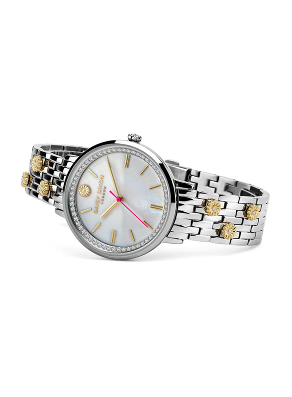 Daisy Dixon Kendall #24 Analog Watch for Women with Stainless Steel Band, Water Resistant, D DD158SM, Silver/Gold-White