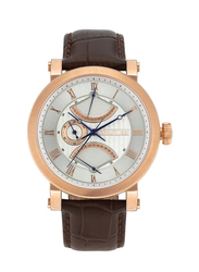 Cerruti 1881 Cavalese Leather Watch for Men, Water Resistant , Dark Brown-Silver, C CRWA24601