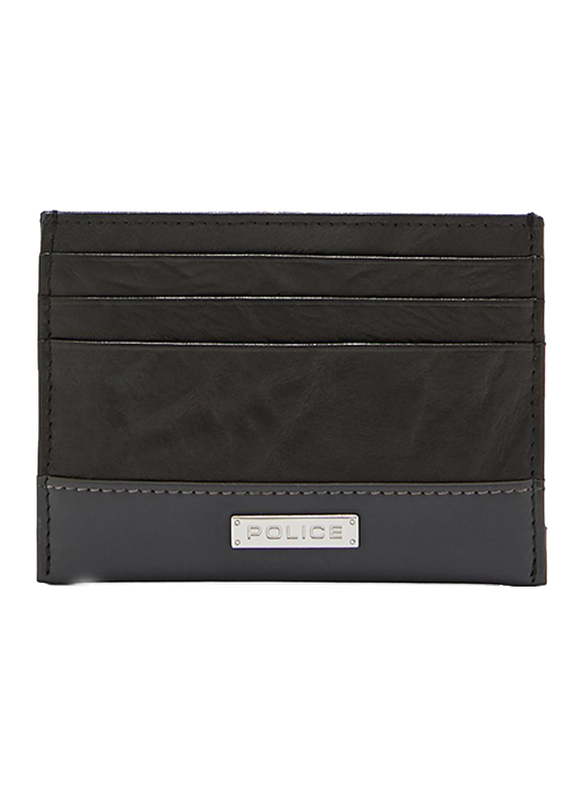 Police Tolerance Leather Card Case for Men, Black
