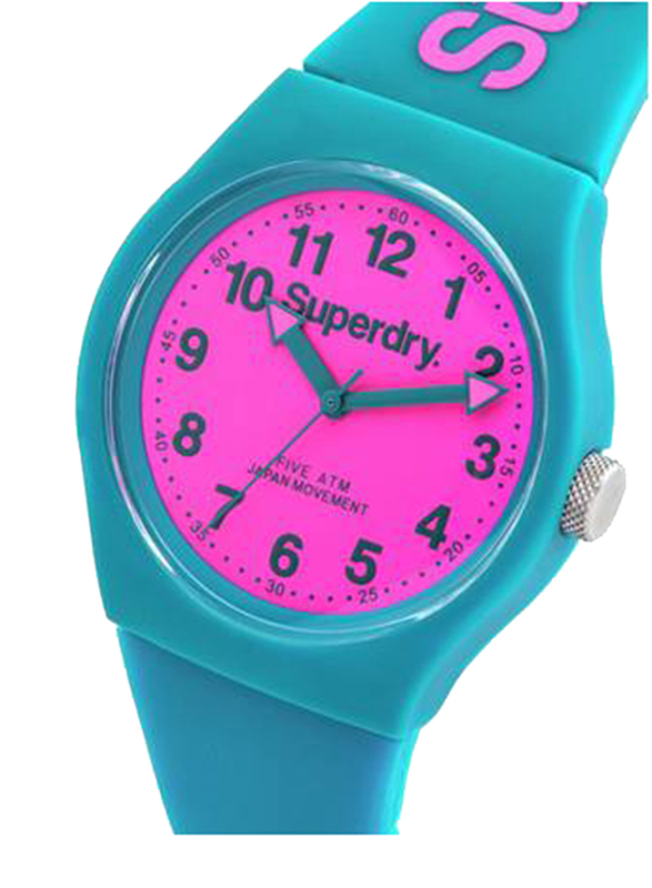 Superdry Urban Analog Unisex Watch with Silicone Strap, Water Resistant, T SDWSYG164, Blue-Pink