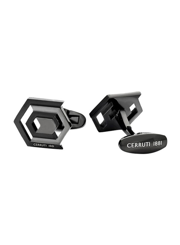 Cerruti 1881 Mens Cufflinks, Stainless Steel, with Polished Finish Steel Plate, Gold Plated/Rhodium