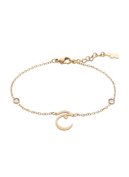 Agatha Sterling Silver Chain Bracelet for Women with Cubic Zirconia Stone and Arabic Letter J Charm, Gold