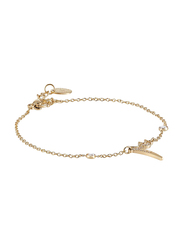 Agatha Sterling Silver Chain Bracelet for Women with Cubic Zirconia Stone and Arabic Number 3, Gold