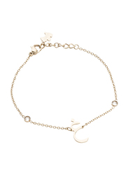 Agatha Sterling Silver Chain Bracelet for Women with Cubic Zirconia Stone and Arabic Letter G Charm, Gold
