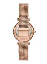 Fossil Carlie Analog Watch for Women with Stainless Steel Band and Bracelet, Water Resistant, ES4443SET, Rose Gold-White