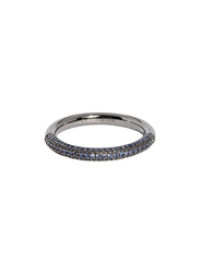 Apm Monaco 925 Sterling Silver Fashion Ring for Women with Cubic Zirconia Stone, Gunmetal/Blue, EU 58