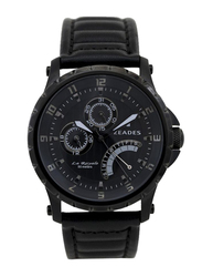 Zeades Monte Carlo La Royale Analog Watch for Men with Leather Band, Water Resistant and Chronograph, ZWA01139, Black