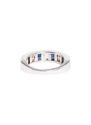 Apm Monaco 925 Sterling Silver Midi Ring for Women with Cubic Zirconia Stone, Silver/Blue, EU 44