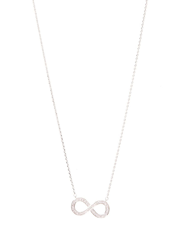 Infinity Jewels Silver Plated Chain Necklace for Women, with Infinity Design Pendant, Silver