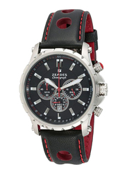 Zeades Monte Carlo Surface Fleet Analog Watch for Men with Leather Band, Water Resistant and Chronograph, ZWA01136, Black