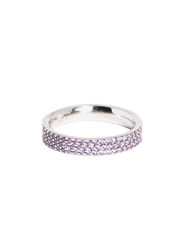 Apm Monaco 925 Sterling Silver Midi Ring for Women with Cubic Zirconia Stone, Silver/Purple, EU 44
