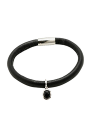 Christina Design London Leather Cord Charm Bracelet for Women, with Black Onyx Drop, Black