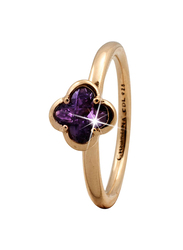 Christina Design London Gold Plated Sterling Silver Flower Shape Fashion Ring for Women with Amethyst Stone, Gold, EU 59
