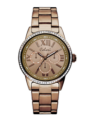 Colori Analog Watch for Women with Stainless Steel Band, Water Resistant and Chronograph, 5-COL, Brown