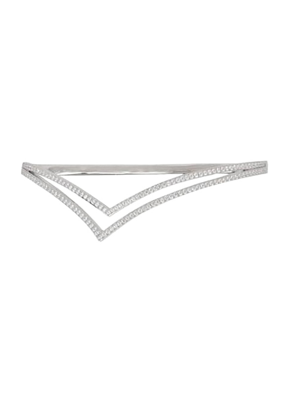 Apm Monaco 925 Sterling Silver Designed Bangle for Women with Zirconia Stone, Silver