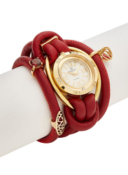 Christina Design London Assemble Collect Analog Swiss Watch for Women with Attached Italian Leather Cord with Genuine Gemstone Charms Band, Water Resistant, 301 GWBLN, Red-White